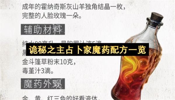 诡秘之主 占卜家途径 魔药配方